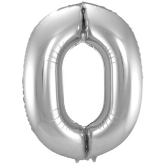 Folat Zilver Cijfer &#039;0&#039; Folie Ballon 86cm