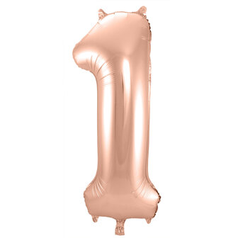 Folat Rosegold Cijfer &#039;1&#039; Folie Ballon 86cm