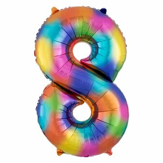 Anagram Regenboog Cijfer &#039;8&#039; Folie Ballon 86cm