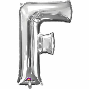 Zilver Letter &#039;F&#039; Folie Ballon 86cm