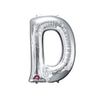 Zilver Letter &#039;D&#039; Folie Ballon 40cm