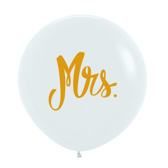 Sempertex Wit met Gouden &#039;Mrs&#039; Latex Ballon 61cm