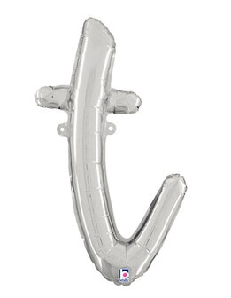 Zilver Script Letter &#039;T&#039; Folie Ballon 36cm