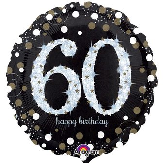 Sprankelend &#039;60 Happy Birthday&#039; Folie Ballon 45cm