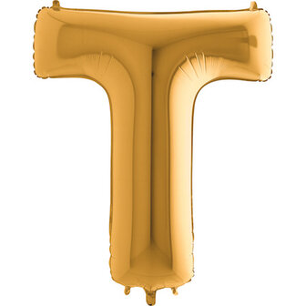 Goud Letter &#039;T&#039; Folie Ballon 101cm