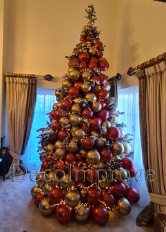 Deluxe Kerstboom Chroom Goud en Chroom Rood