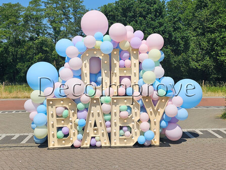 Lichtletters Hout &#039;OH BABY&#039; set van 6 Verhuur