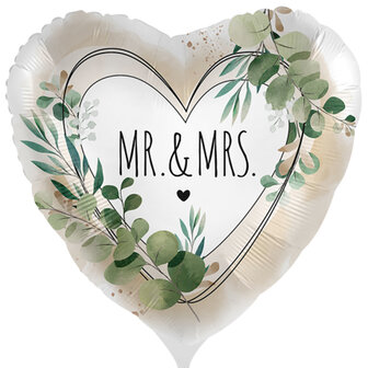 Natuurlijk &#039;Mr&amp;Mrs&#039; Hart Folieballon 45cm