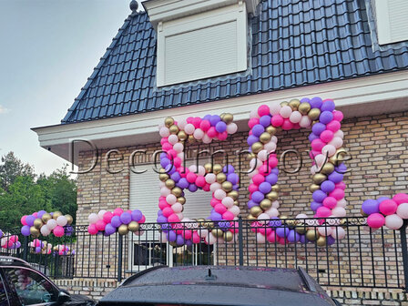 Roze en Lila Cijfer &#039;60&#039; Ballondecoratie