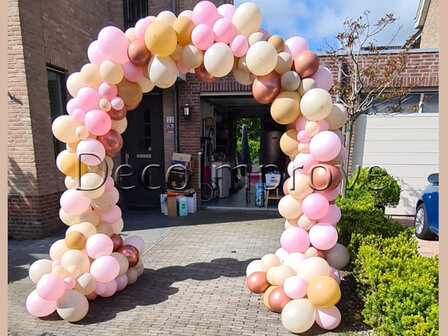 Ballonnenboog Organic Roze, Chroom Rosegold, Latte en White Sand