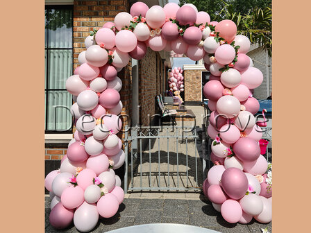 Ballonnenboog Soft Pink Organic met Bloemen