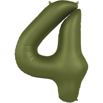 Folat Olijf Groen Cijfer &#039;4&#039; Folie Ballon 86cm