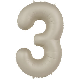 Folat Creamy Latte Cijfer &#039;3&#039; Folie Ballon 86cm