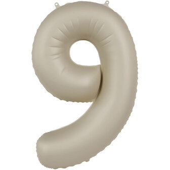 Folat Creamy Latte Cijfer &#039;9&#039; Folie Ballon 86cm