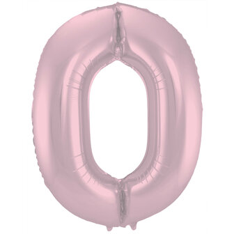 Folat Pastel Roze Mat Cijfer &#039;0&#039; Folie Ballon 86cm