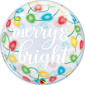 Qualatex Transparant &#039;Merry &amp; Bright&#039; Bubble Ballon 55cm