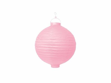 Licht Roze Papieren Lampion met LEDverlichting 20cm Light Pink