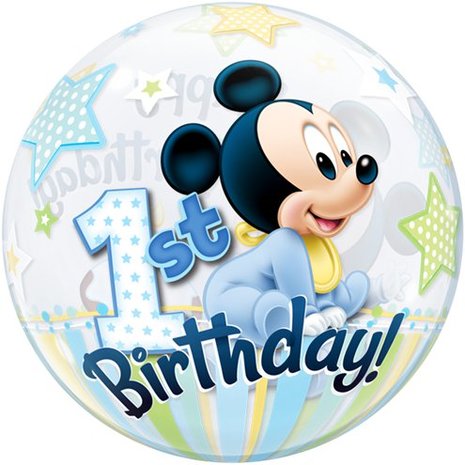 moeilijk afdrijven Haiku Baby Mickey '1st Birthday' Bubbles Ballon 56cm - DecoImprove.nl